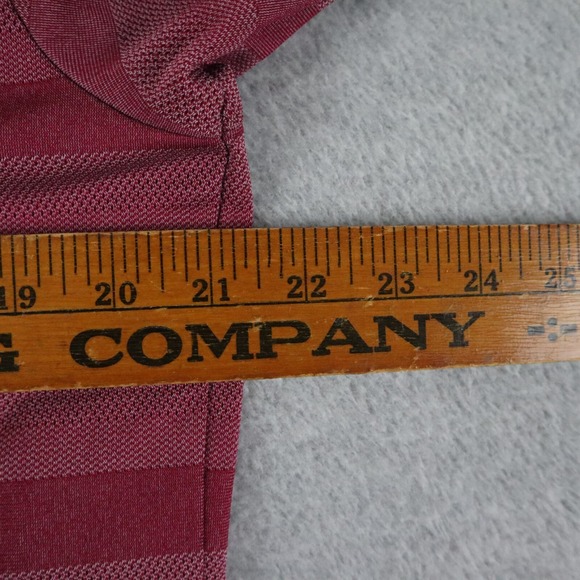 Adidas Polo Shirt Mens Medium Performance Golf Pink Striped Short Sleeve - Picture 5 of 6